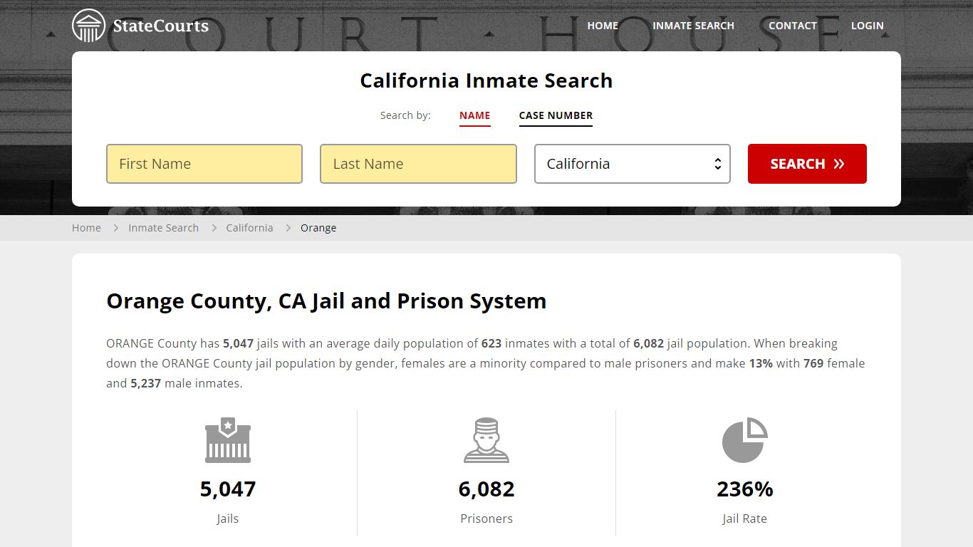Orange County, CA Inmate Search - StateCourts
